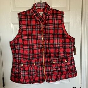 St. John's Bay Red and Black Plaid Vest